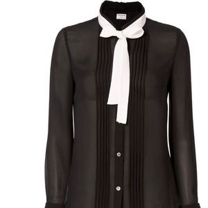 NWOT FRAME Black Pleated Edwardian Blouse, Size S